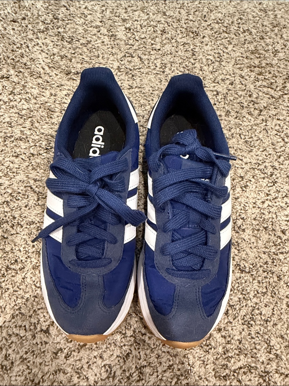 adidas Navy and White sneakers. Kids 5. Women’s 7.